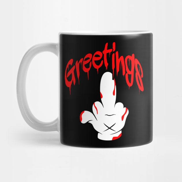 Greetings Bloody Cartoon Middle Finger by INpressMerch